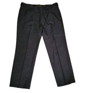Haggar Straight Fit Pants Size 40x30 Black Flat-Front Pockets